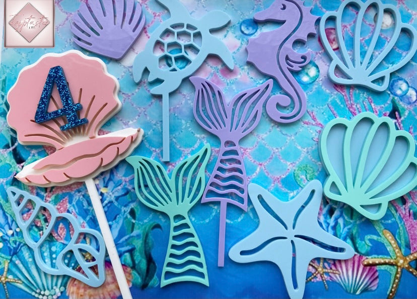 Mermaid/ Shell/ Seahorse/ Sea/ theme Acrylic charms/ toppers- PACK OF 2