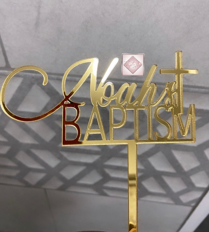 Baptism Acrylic cake topper with cross