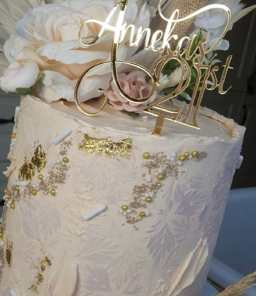 Swash font Name/Age Acrylic cake topper