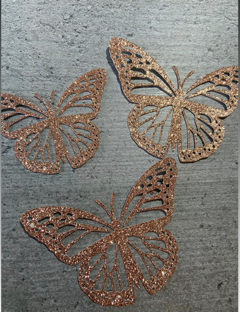 Glitter card Butterflies- set of 3