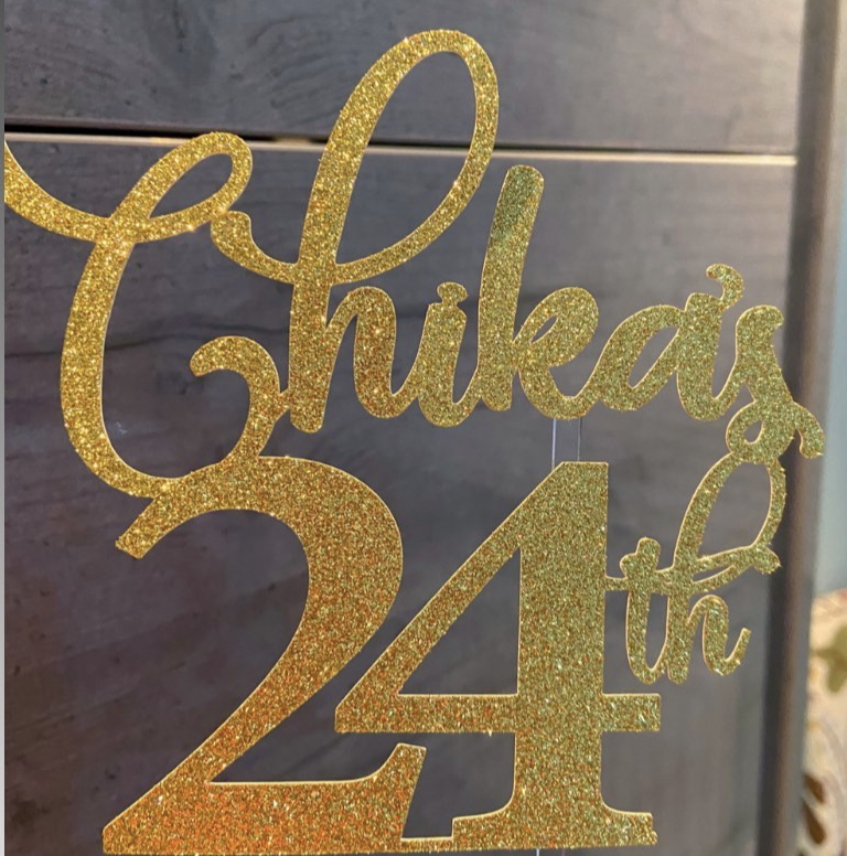 Personalised 'Name and age' cardstock cake topper