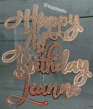 Double layer glitter and mirror cake topper