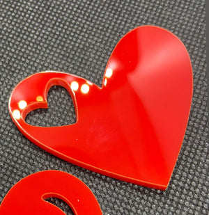 Red Acrylic heart charm- PACK OF 4