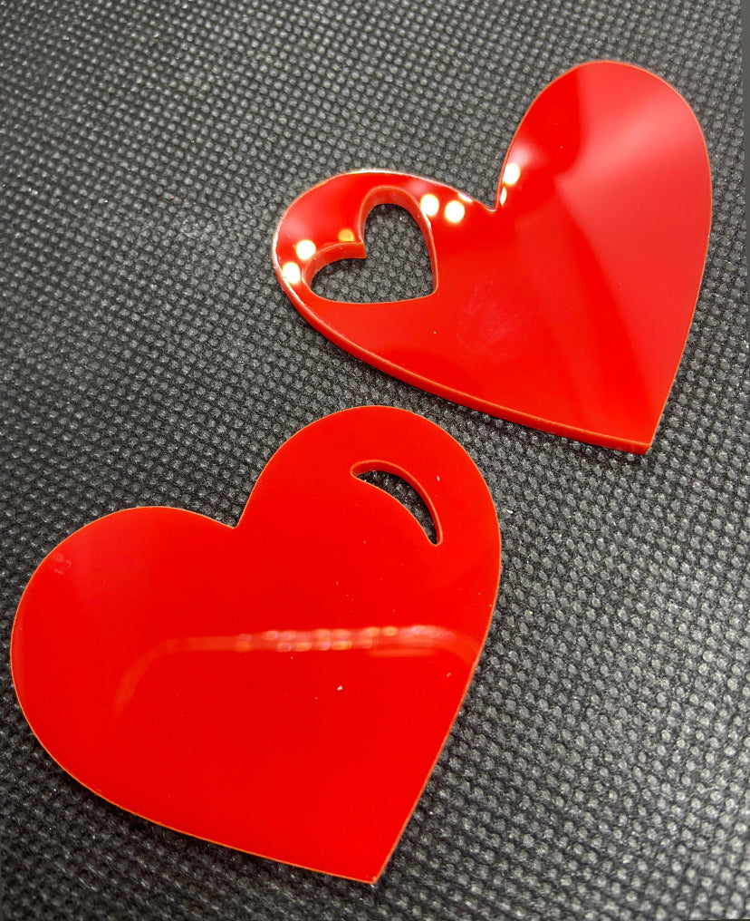 Red Acrylic heart charm- PACK OF 4