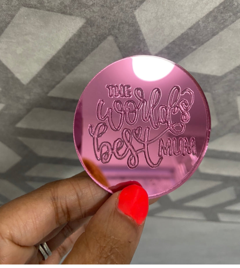 Engraved, Acrylic Mothers Day cupcake disc- PACK OF 2