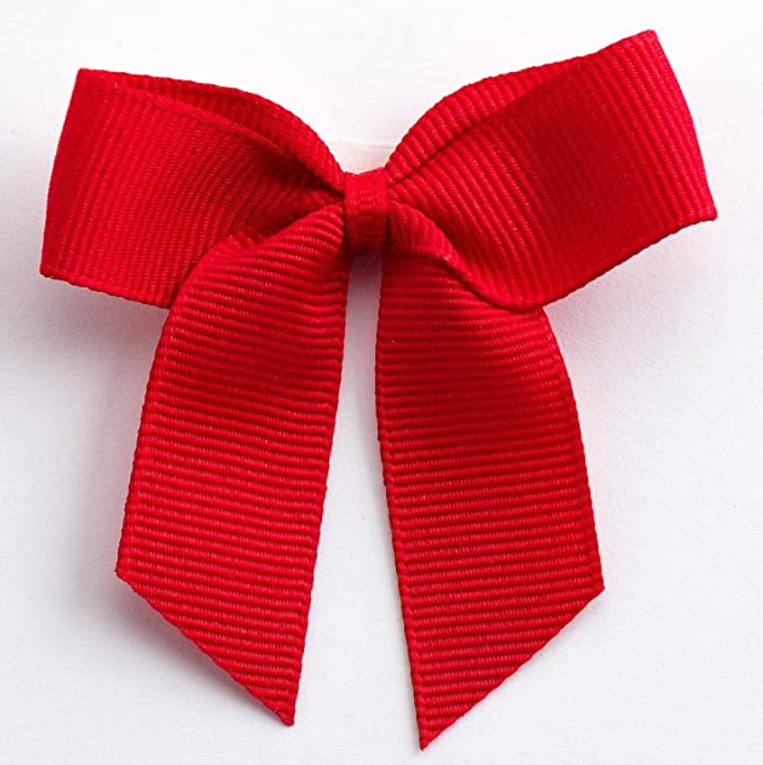 5mm wide Grosgrain bows- Pack of 6- self adhesive- Red