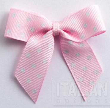 5mm wide Grosgrain bows- Pack of 6- self adhesive- Polka Baby Pink