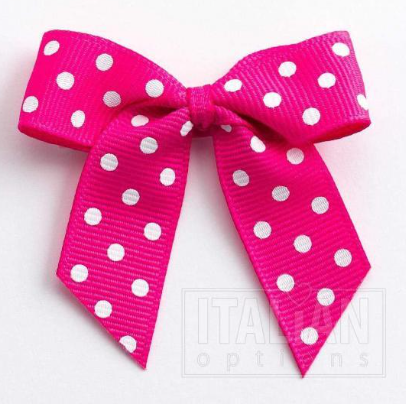 5mm wide Grosgrain bows- Pack of 6- self adhesive- Polka Pink