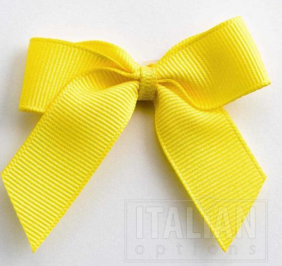 5mm wide Grosgrain bows- Pack of 6- self adhesive- Yellow