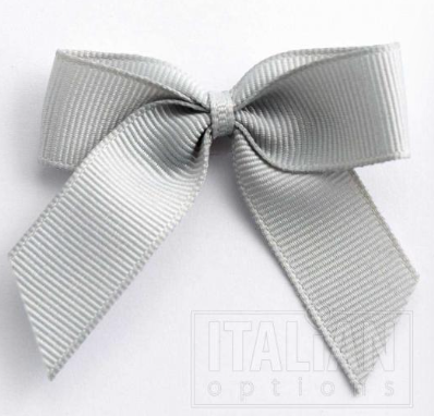 5mm wide Grosgrain bows- Pack of 6- self adhesive- Silver