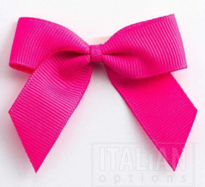 5mm wide Grosgrain bows- Pack of 6- self adhesive- Shocking Pink