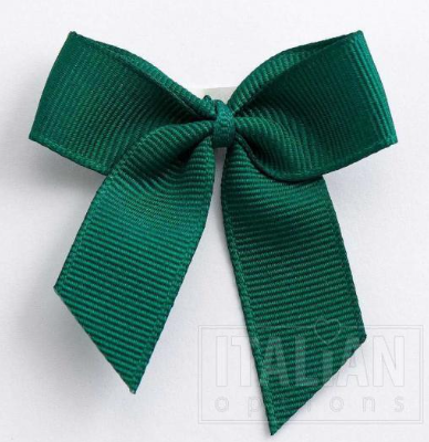 5mm wide Grosgrain bows- Pack of 6- self adhesive- Dark Green