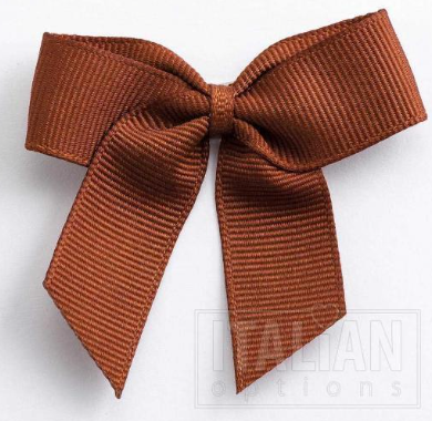 5mm wide Grosgrain bows- Pack of 6- self adhesive- Brown