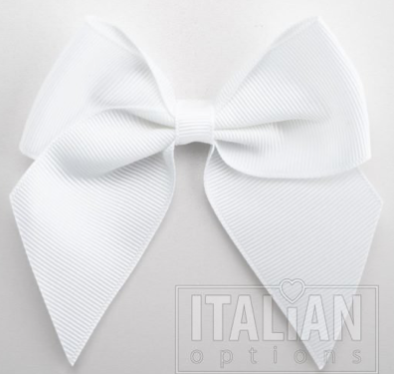 10mm wide Grosgrain bows- Pack of 6- self adhesive- White