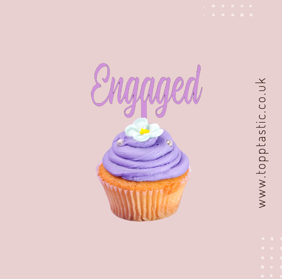 Engaged Cupcake topper- Pack of 4