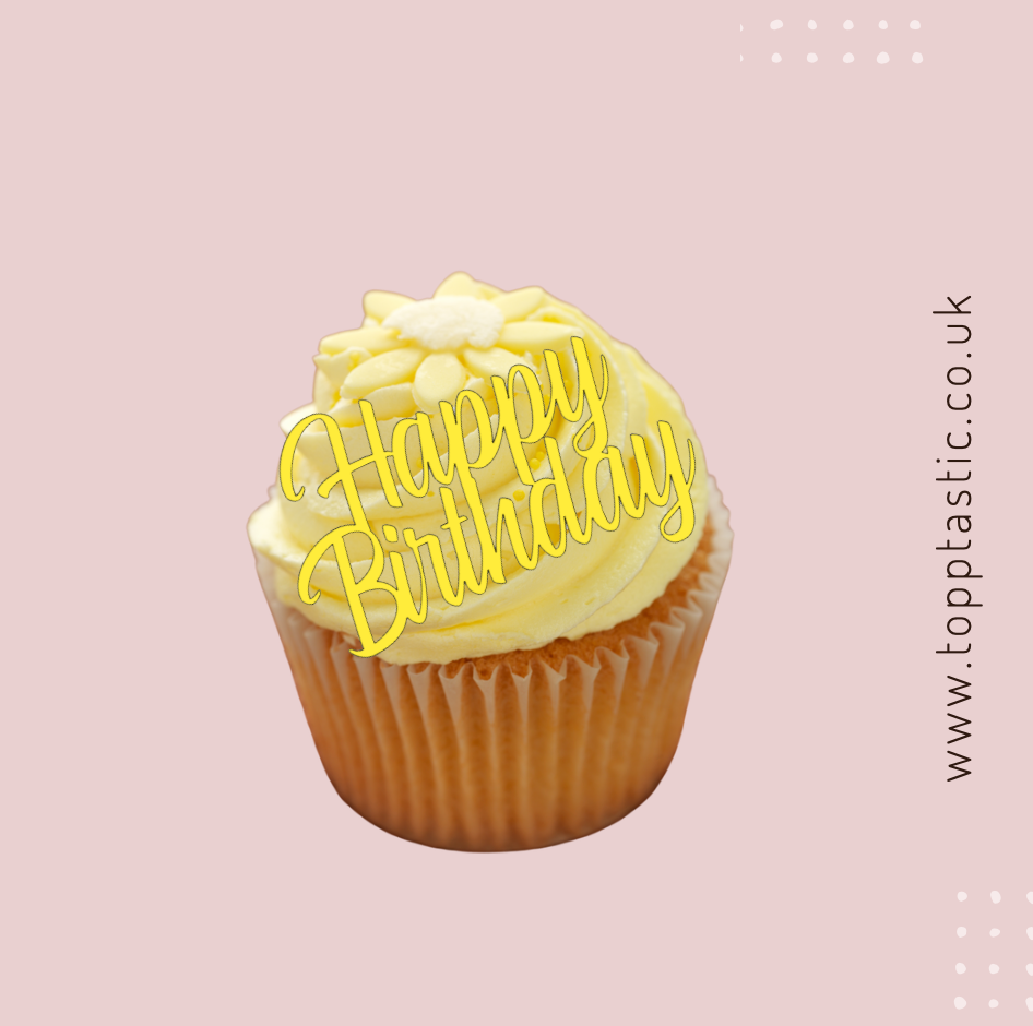 Happy Birthday Cupcake charm- Pack of 4