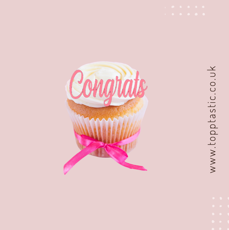 Congrats Cupcake charm- Pack of 4