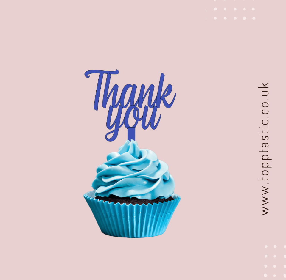 Thank you Cupcake topper- Pack of 4