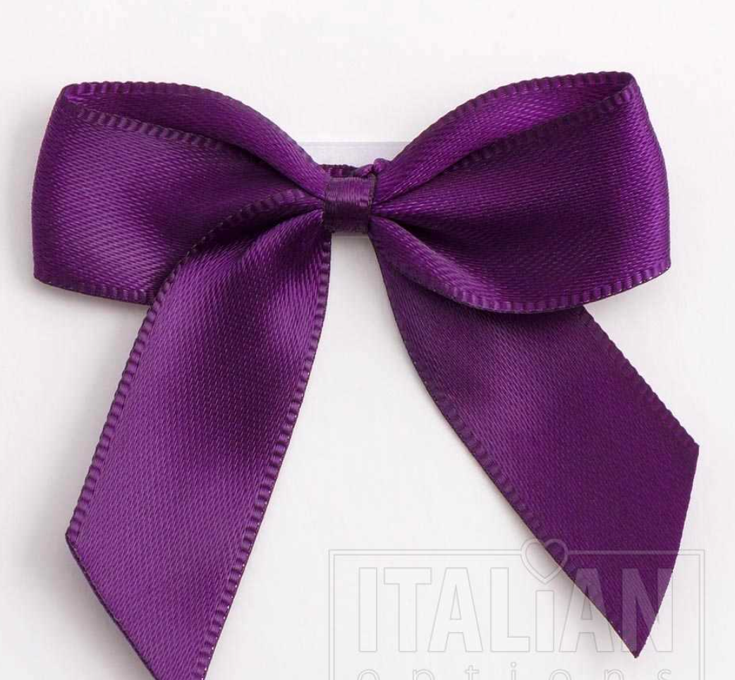 5mm wide Satin bows- of 6- self adhesive-Aubergine