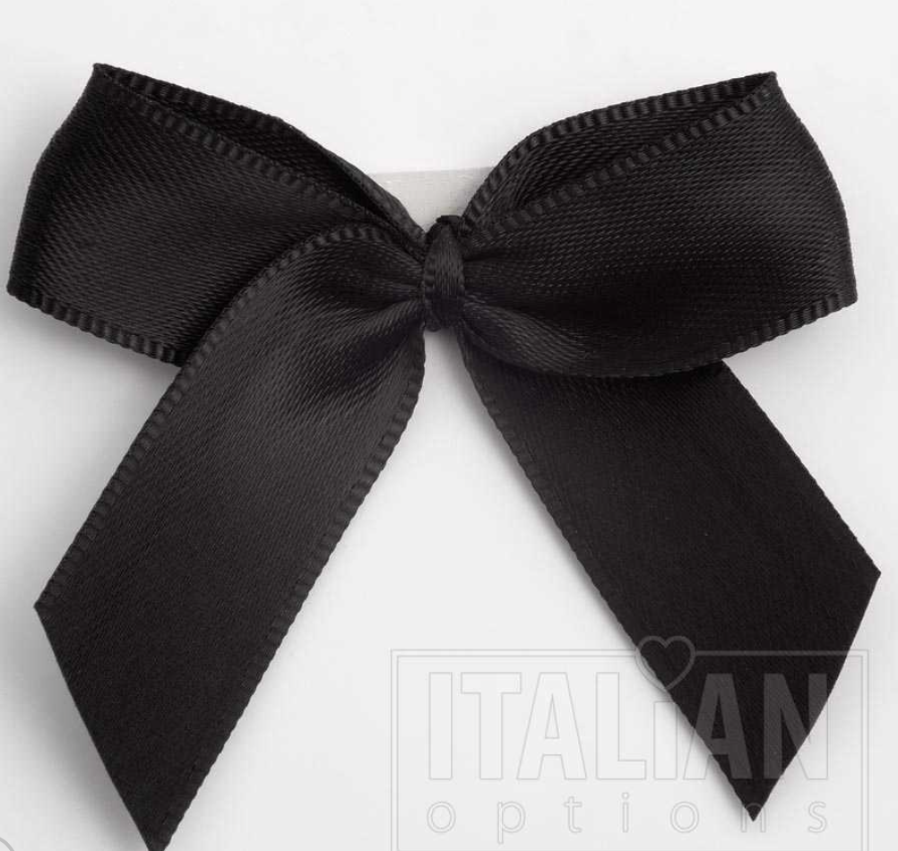 5mm wide Satin bows- of 6- self adhesive-Black