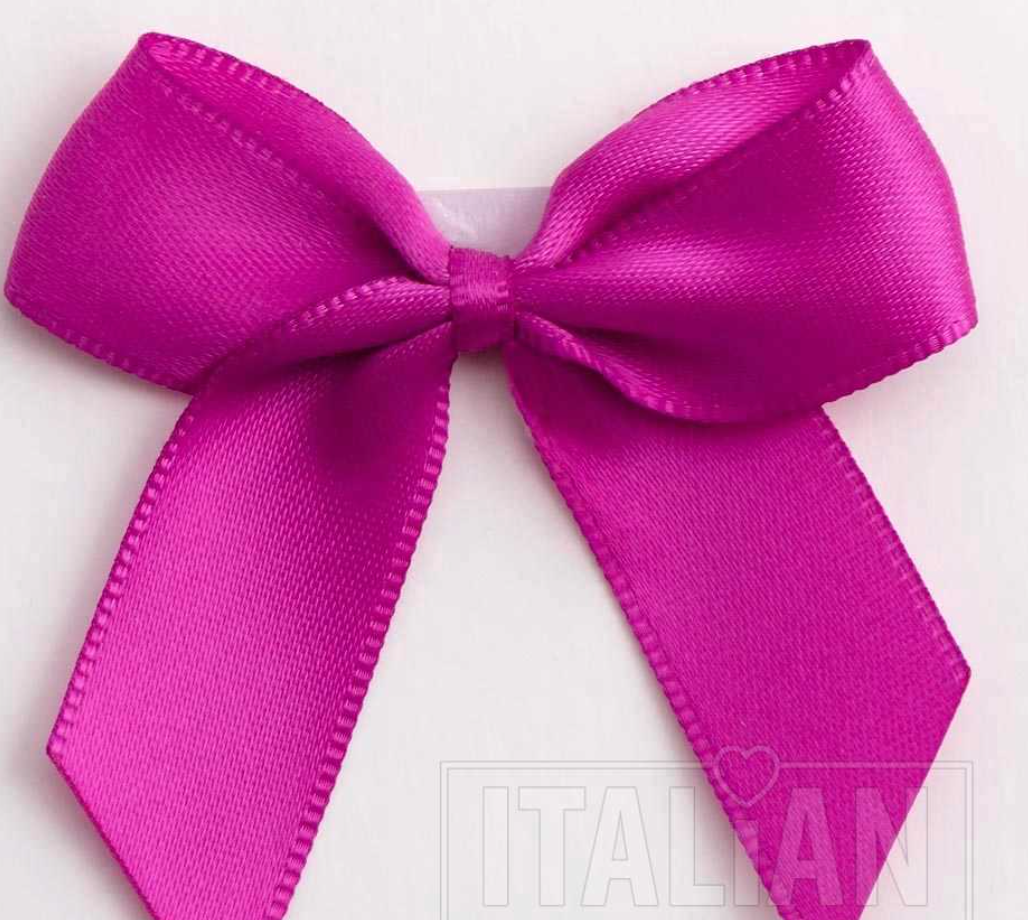 5mm wide Satin bows- of 6- self adhesive-Clover Pink