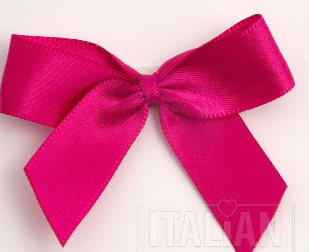 5mm wide Satin bows- of 6- self adhesive-Cerise