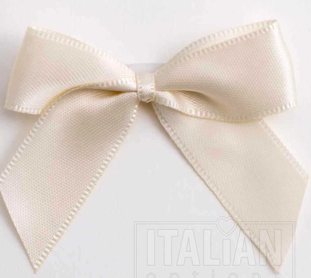 5mm wide Satin bows- of 6- self adhesive-Cream