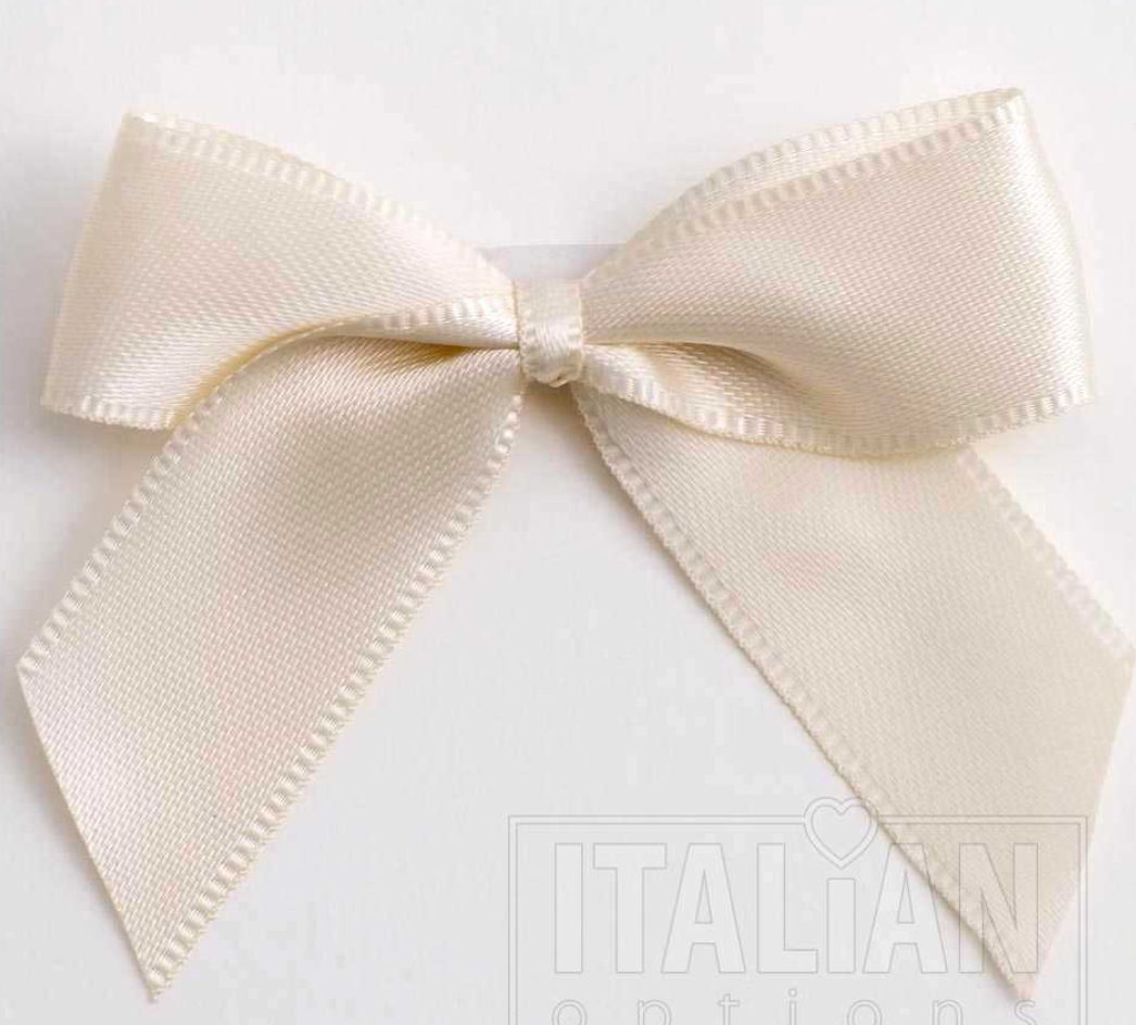 5mm wide Satin bows- of 6- self adhesive-Cream