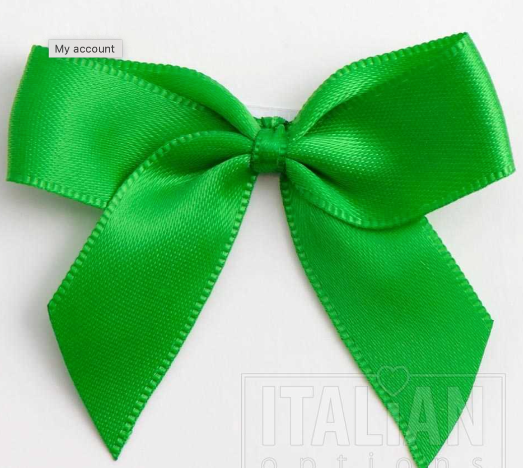 5mm wide Satin bows- of 6- self adhesive-Emerald