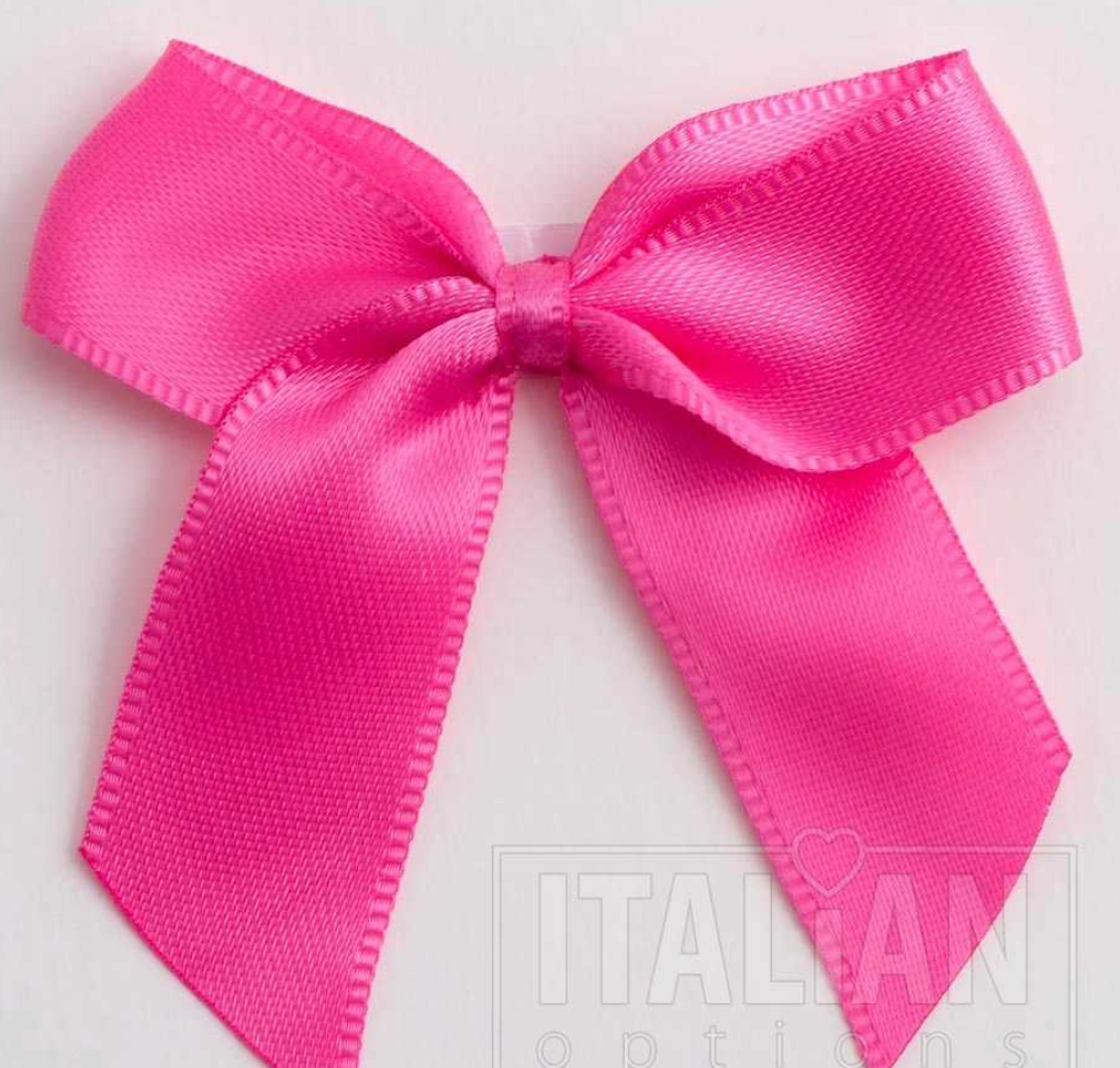 5mm wide Satin bows- of 6- self adhesive-Hot Pink