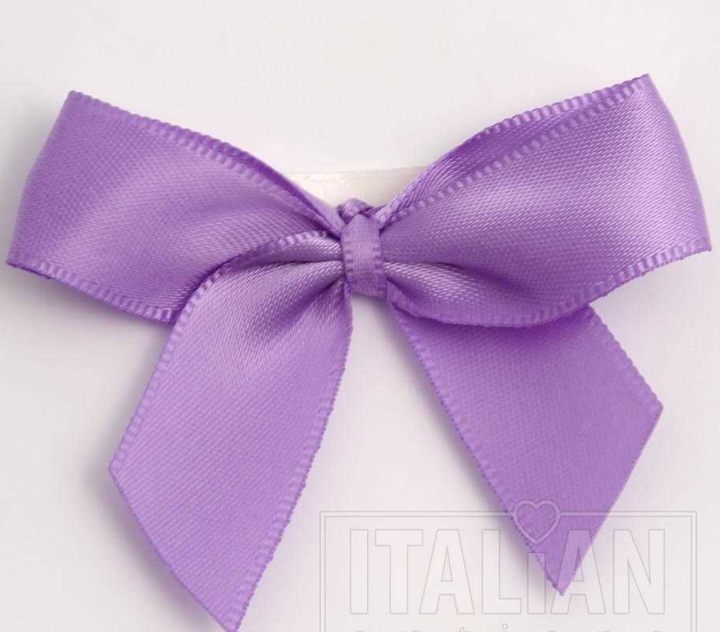 5mm wide Satin bows- of 6- self adhesive-Lilac