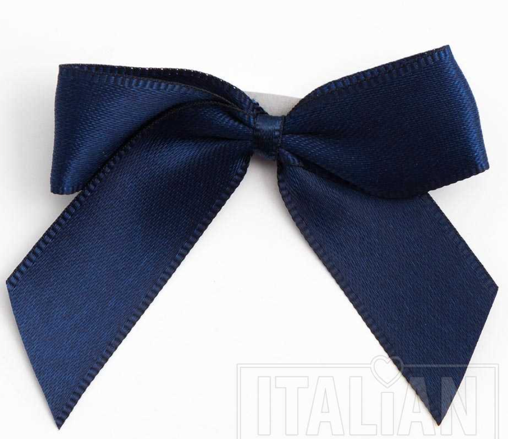 5mm wide Satin bows- of 6- self adhesive-Navy