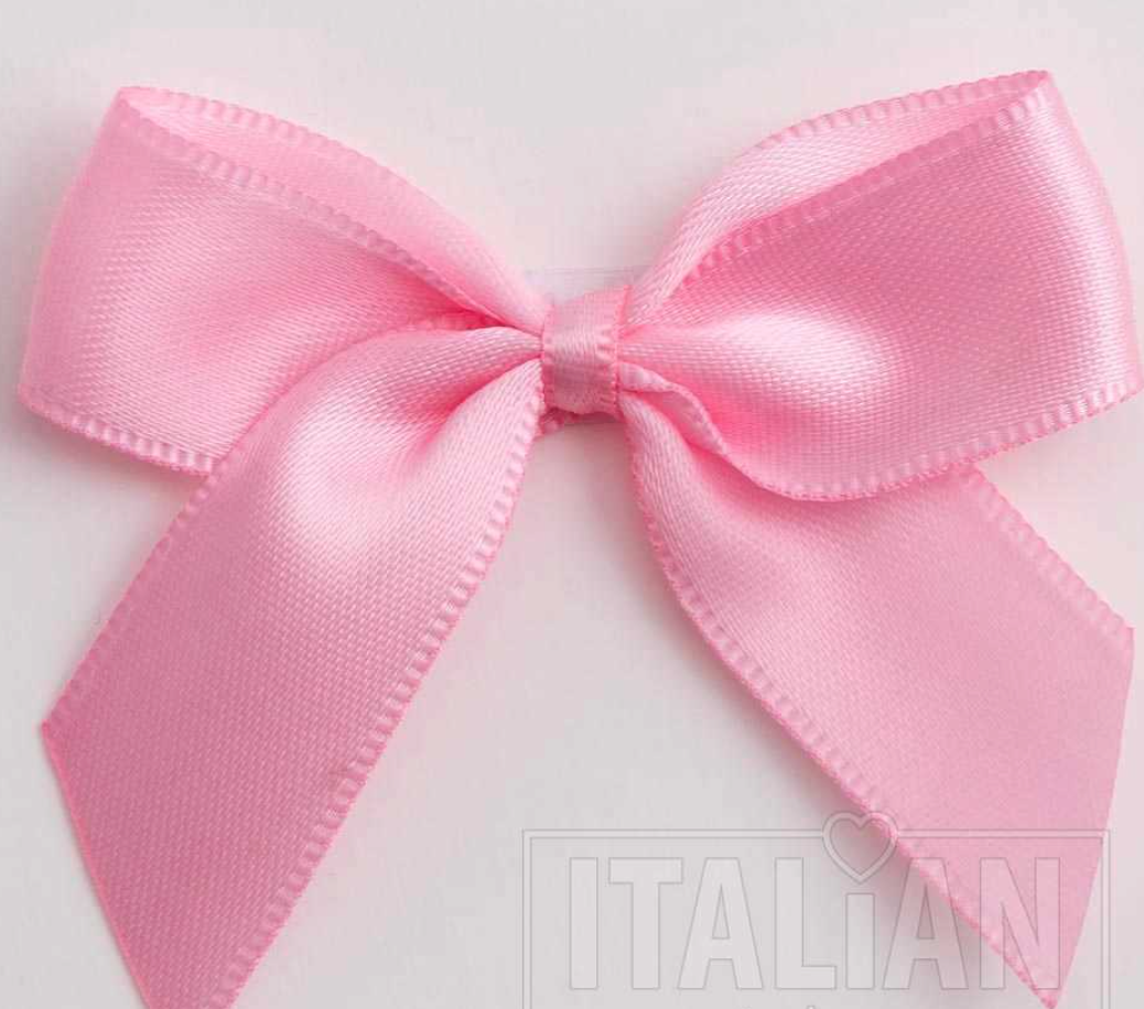 5mm wide Satin bows- of 6- self adhesive- Pink
