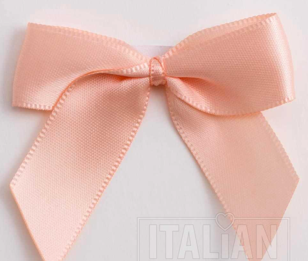 5mm wide Satin bows- of 6- self adhesive- Peach