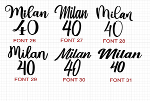 Number topper- various sizes: Choose your Font