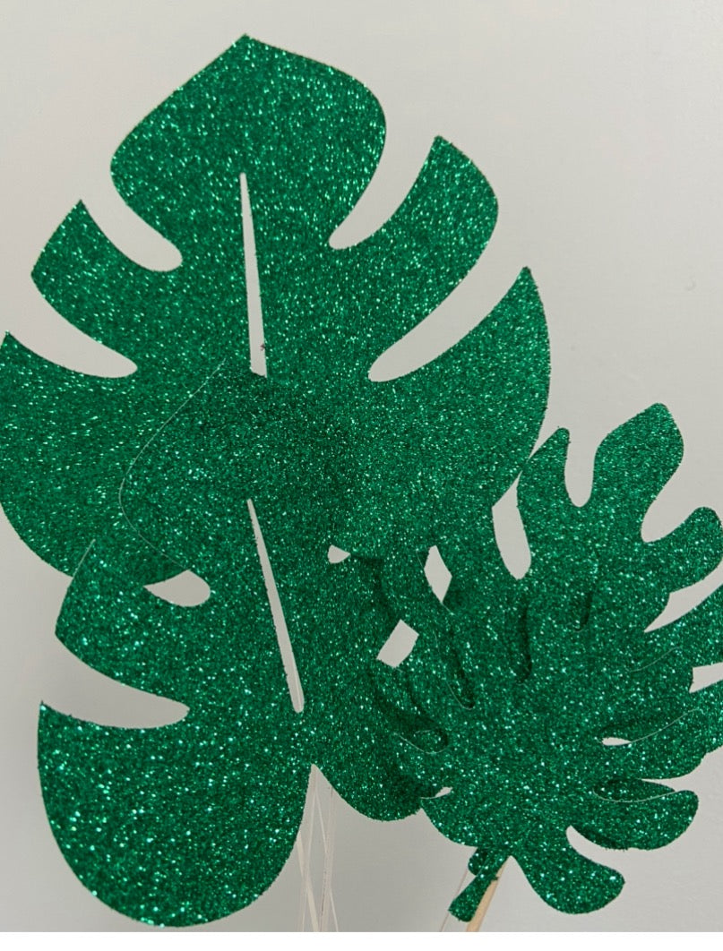 Pack of glitter palm leaves
