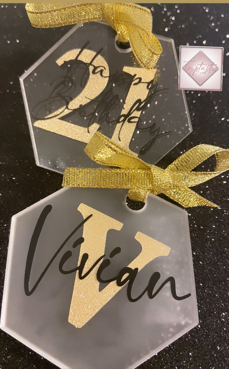 Hexagon acrylic tags- pack of 2