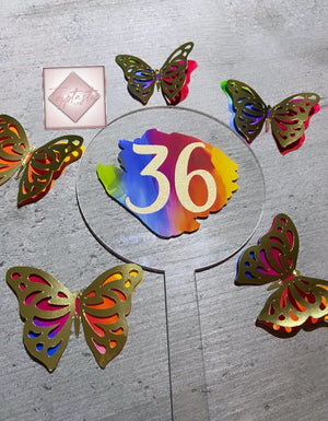 Rainbow Acrylic paddle/ Butterflies
