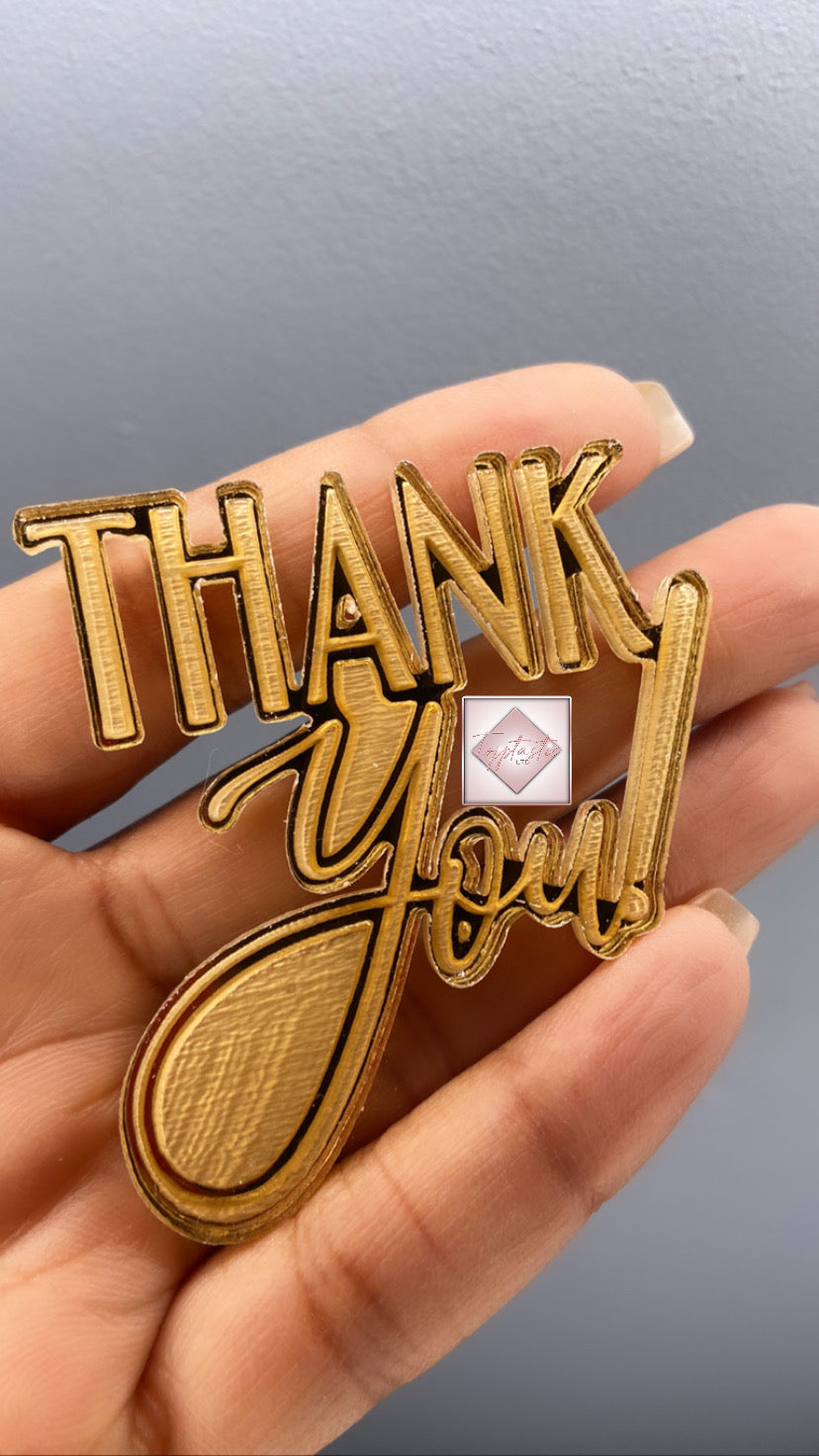 Engraved Thank you! cupcake topper- PACK OF 4