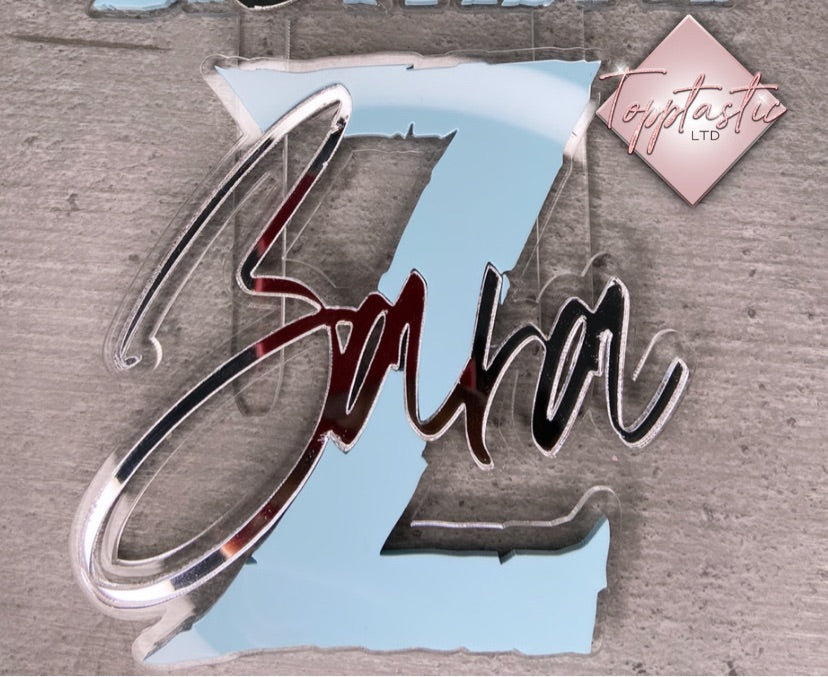 'Sliced, Frozen Initial Cake Charm/Topper