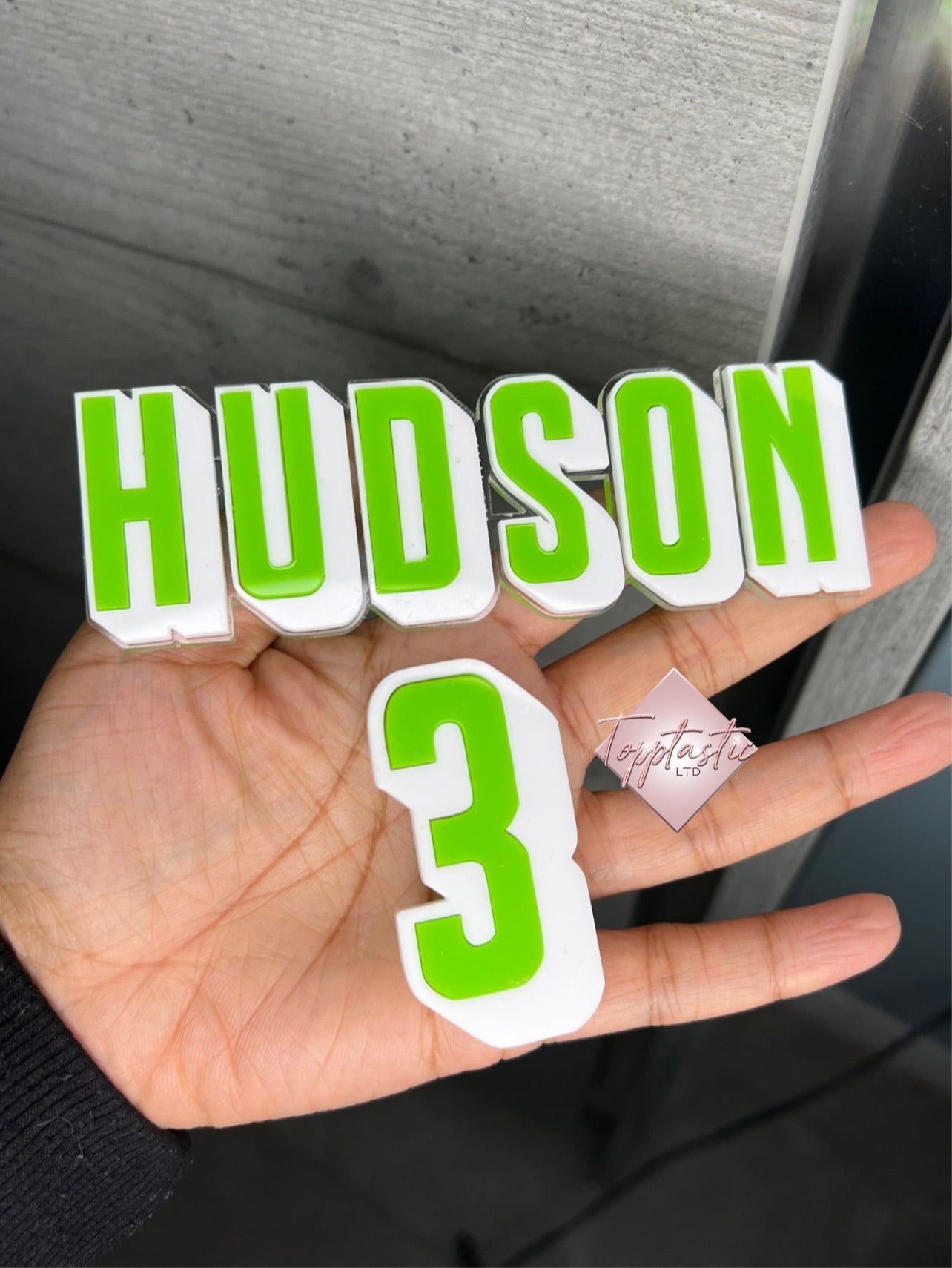 Double layered Name and age charm set