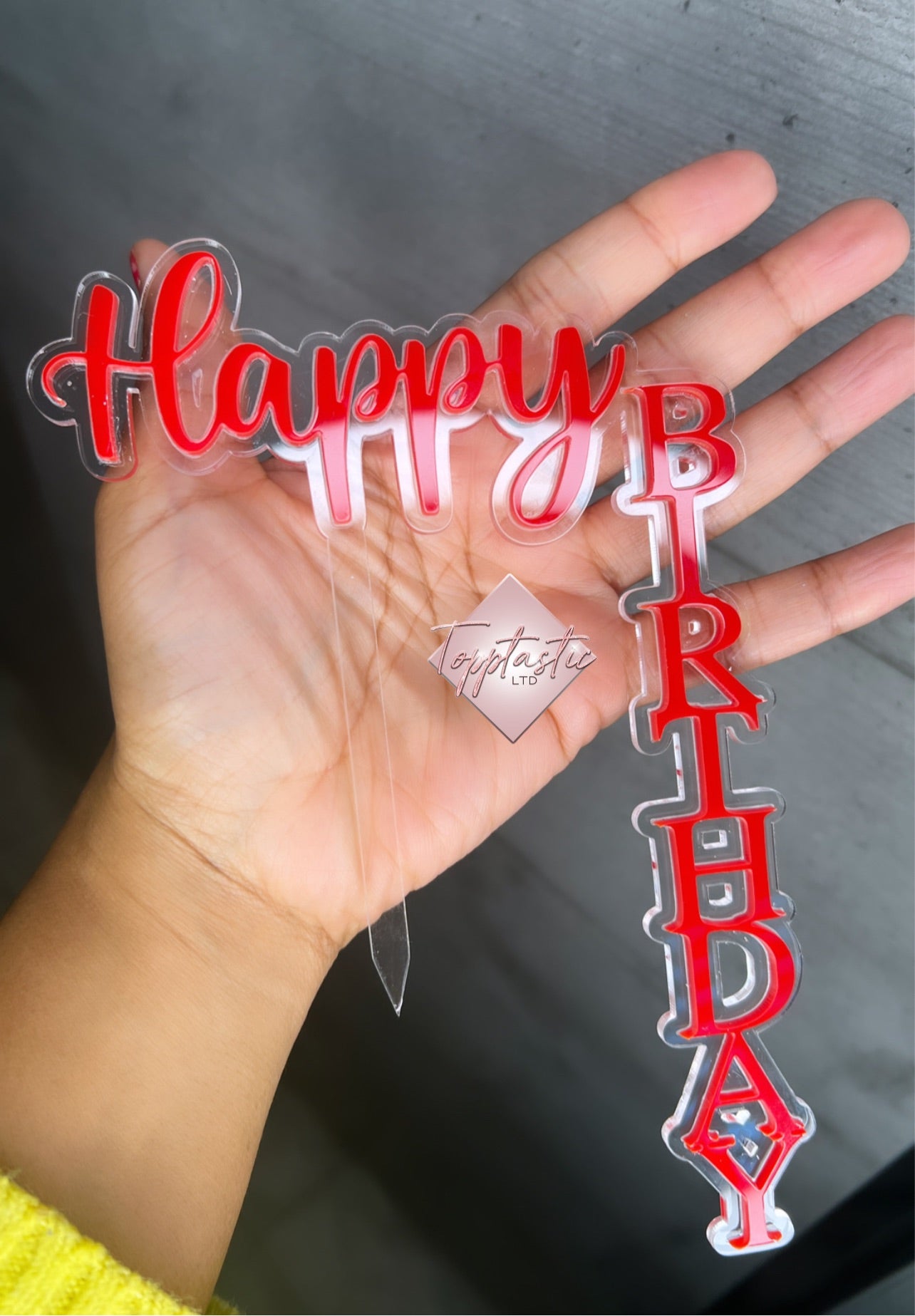 Floating/ Vertical 'Happy Birthday' Double layer topper