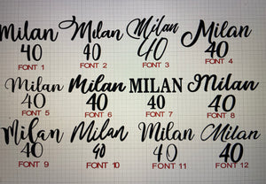 Name Topper and Number Charm  SET: Choose your Font