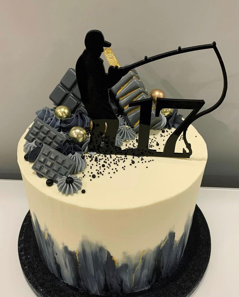 Fishing themed Acrylic cake topper
