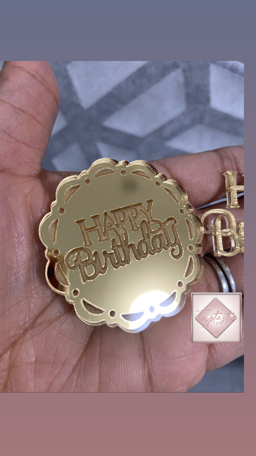 Engraved 'Happy Birthday' Cupcake Acrylic discs- PACK OF 2