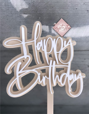 Happy Birthday- Double layer acrylic topper