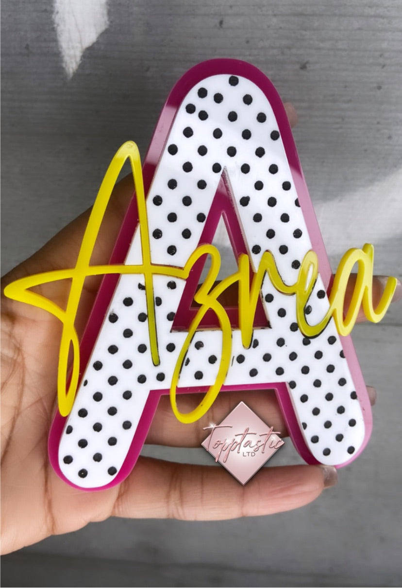 'Sliced' LOL Dolls font Initial Cake Charm/Topper