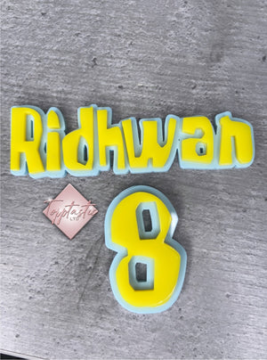 Spongebob font, Double layered Name and age charm set