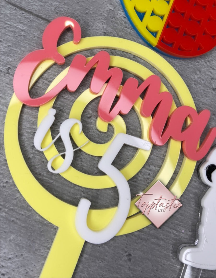 Swirl 'Name is age' topper