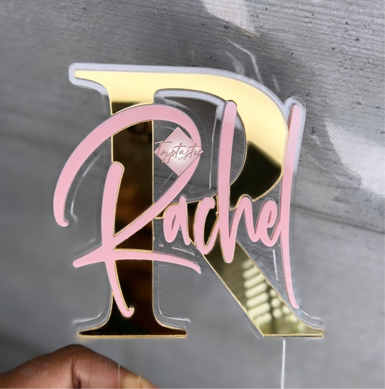 'Sliced' Mirrored Initial Cake Charm/Topper